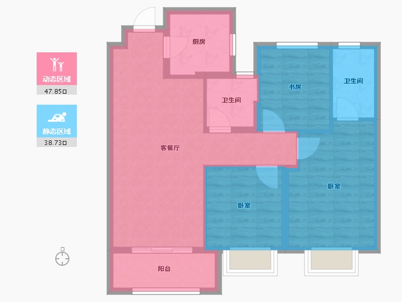 江西省-南昌市-鸿海万科天空之城-77.60-户型库-动静分区