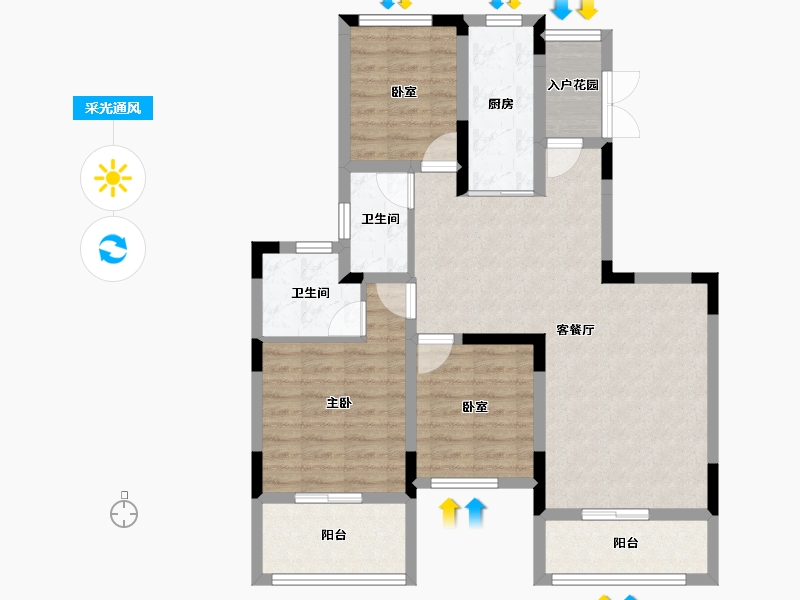 浙江省-宁波市-恒大山水城-87.19-户型库-采光通风