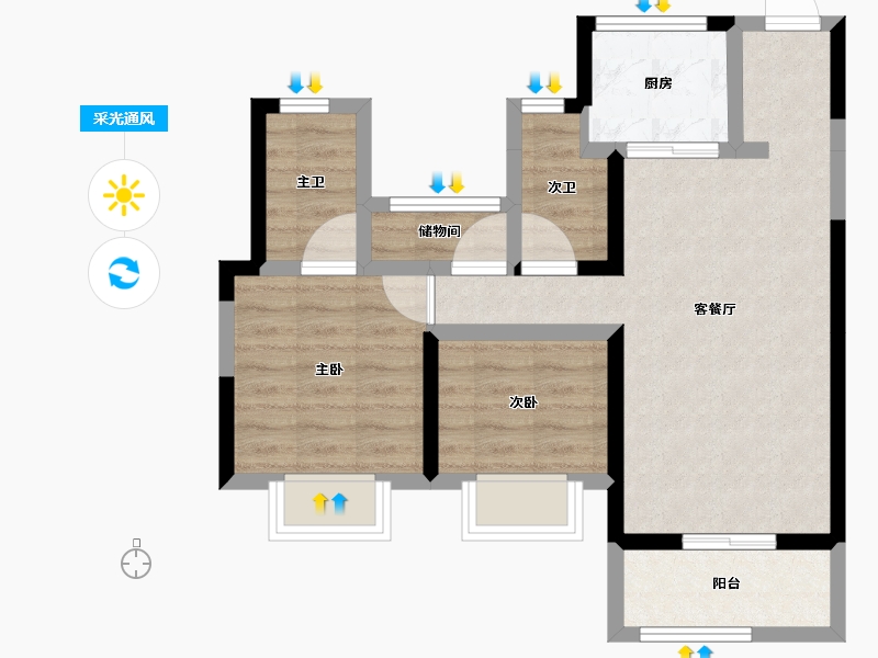 浙江省-绍兴市-公元2020-59.93-户型库-采光通风