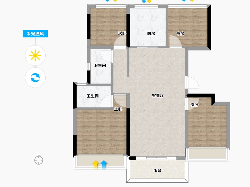 广东省-佛山市-顺德自在城-90.40-户型库-采光通风