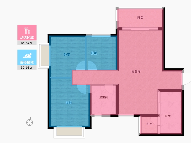 甘肃省-兰州市-恒大未来城-84.38-户型库-动静分区