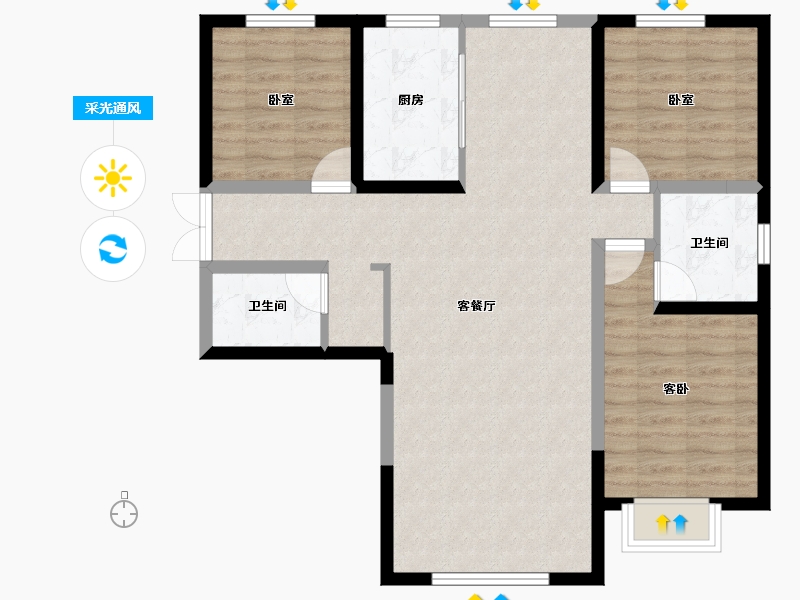 甘肃省-兰州市-树人莱雅居三期-91.10-户型库-采光通风