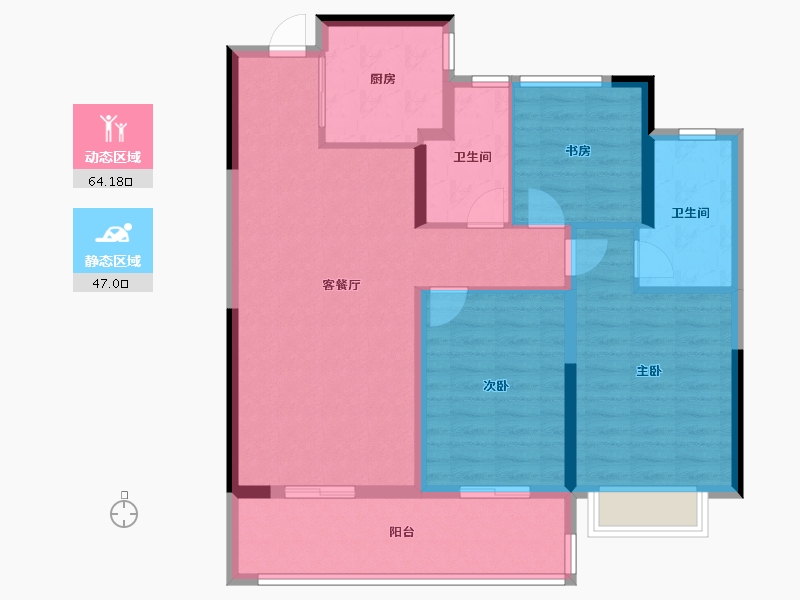 浙江省-宁波市-荣安·新月河滨-100.00-户型库-动静分区