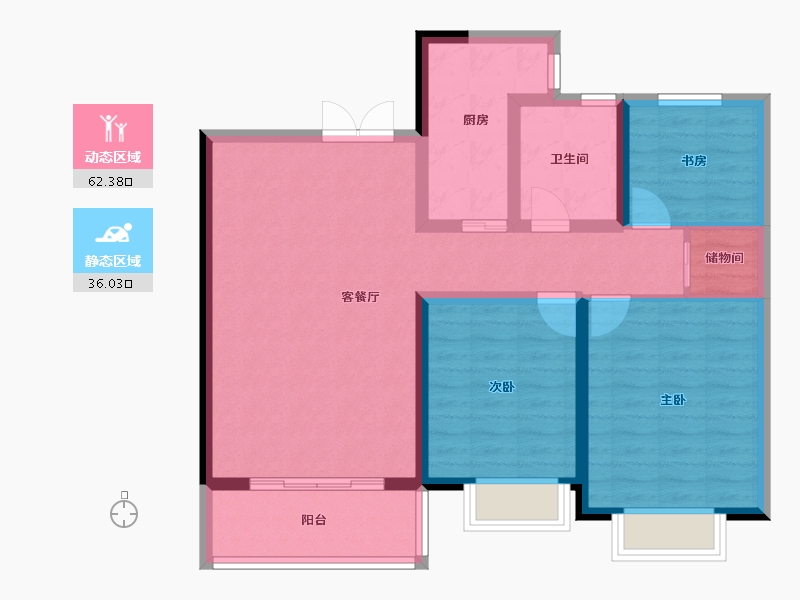 甘肃省-兰州市-城乡居壹号苑-87.78-户型库-动静分区