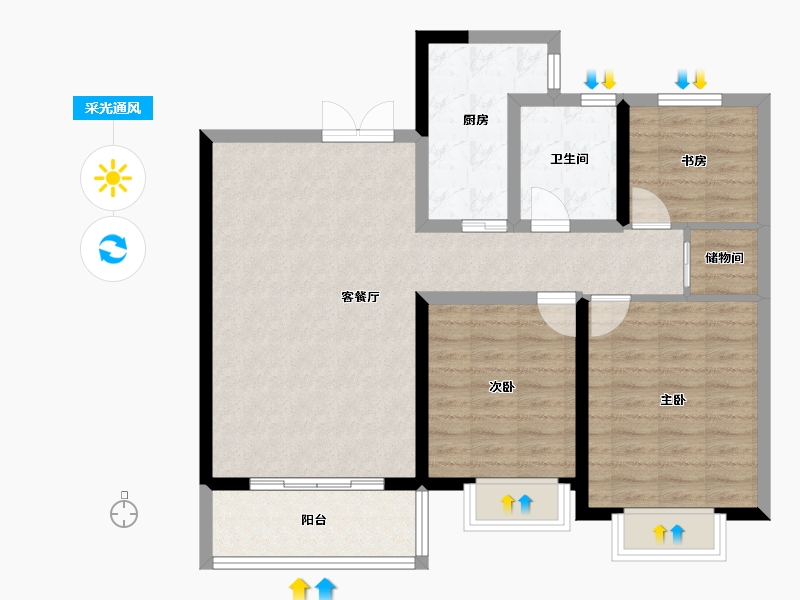 甘肃省-兰州市-城乡居壹号苑-87.78-户型库-采光通风