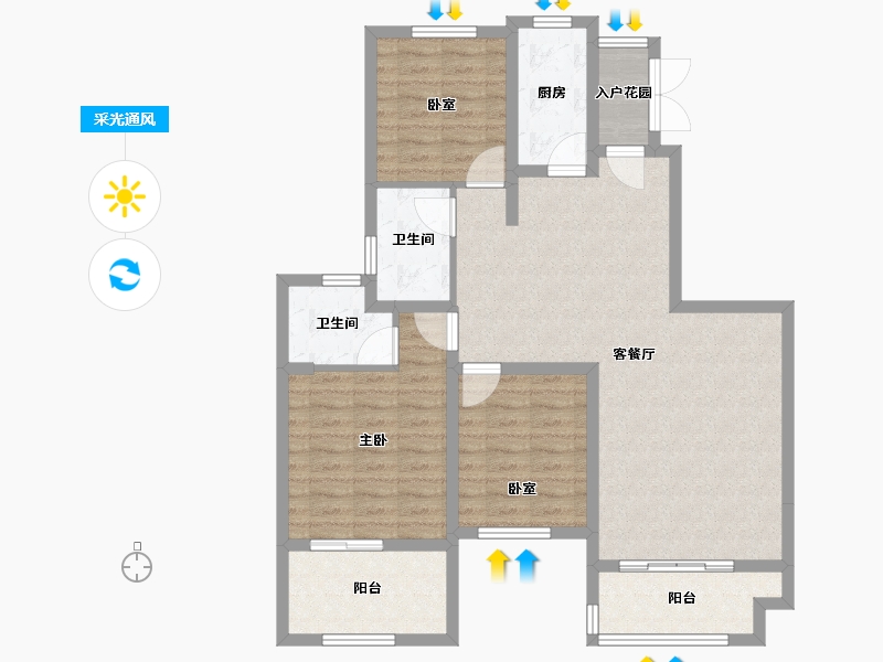 浙江省-宁波市-恒大山水城-100.80-户型库-采光通风