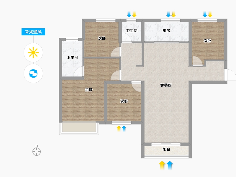 甘肃省-兰州市-万科时代之光-94.91-户型库-采光通风