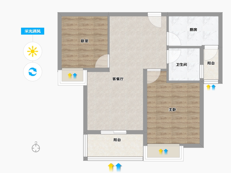 浙江省-宁波市-恒大山水城-65.60-户型库-采光通风