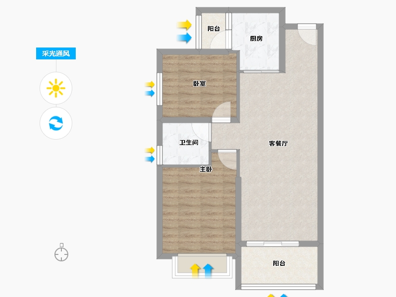 浙江省-宁波市-恒大山水城-68.00-户型库-采光通风