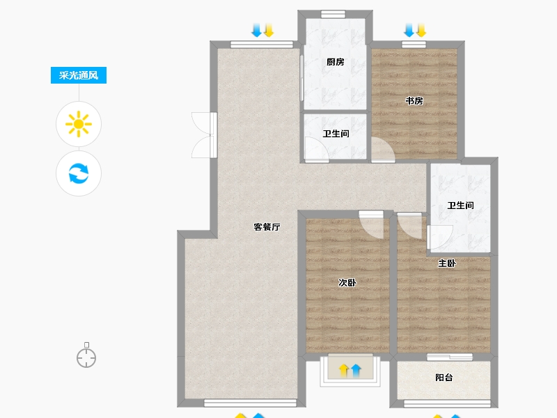 宁夏回族自治区-银川市-建博花园-108.89-户型库-采光通风