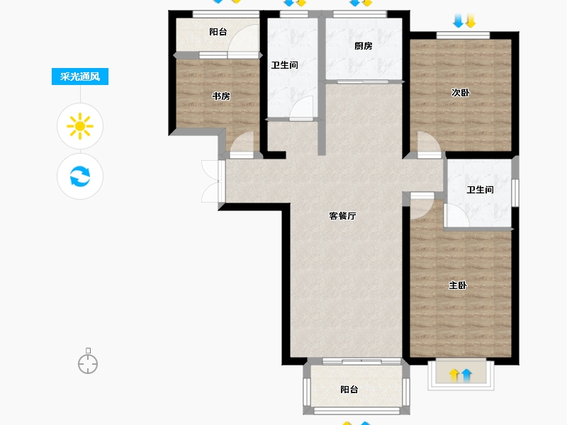 甘肃省-兰州市-润泽佳苑-97.57-户型库-采光通风