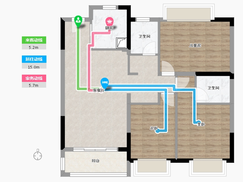 江苏省-苏州市-兰亭都荟-93.80-户型库-动静线