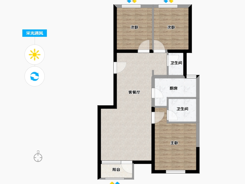 北京-北京市-佳悦丽庭·住宅-76.56-户型库-采光通风