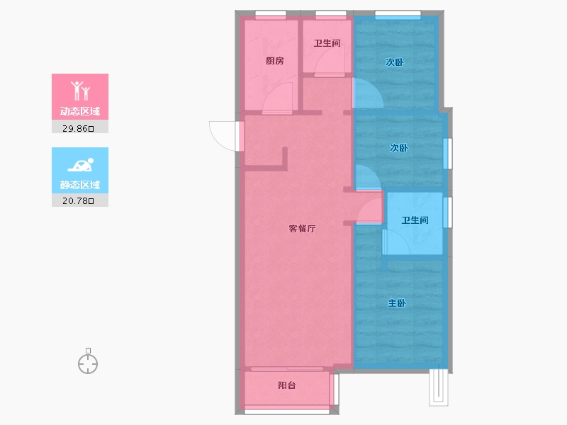 山西省-太原市-龙湖天钜-76.68-户型库-动静分区