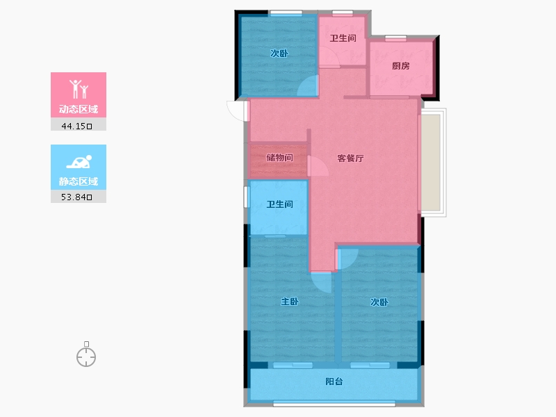 浙江省-宁波市-兰香园-88.00-户型库-动静分区