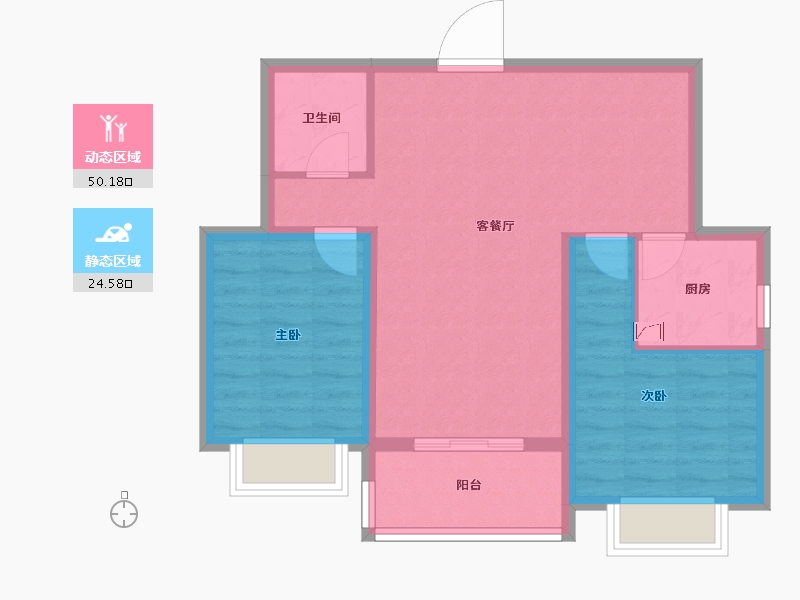 甘肃省-兰州市-兰石豪布斯卡-66.83-户型库-动静分区