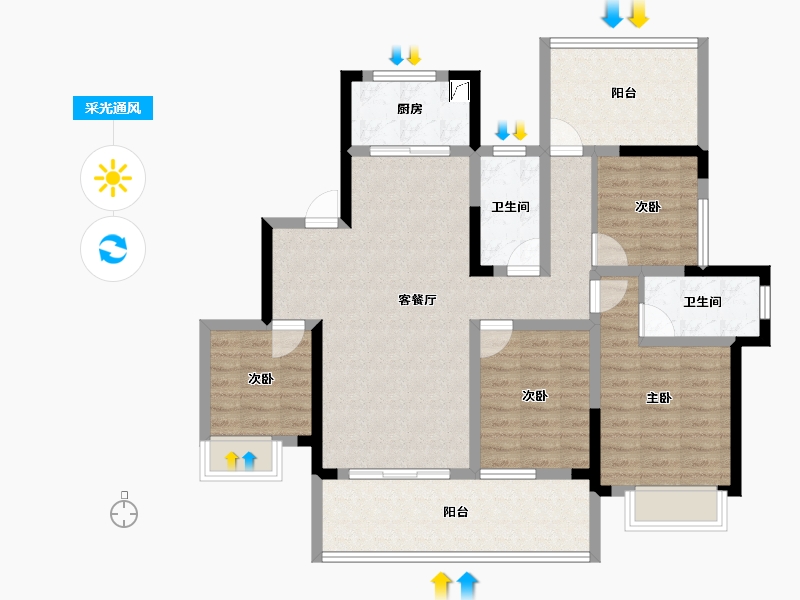 广西壮族自治区-南宁市-广源凤岭1号-102.59-户型库-采光通风