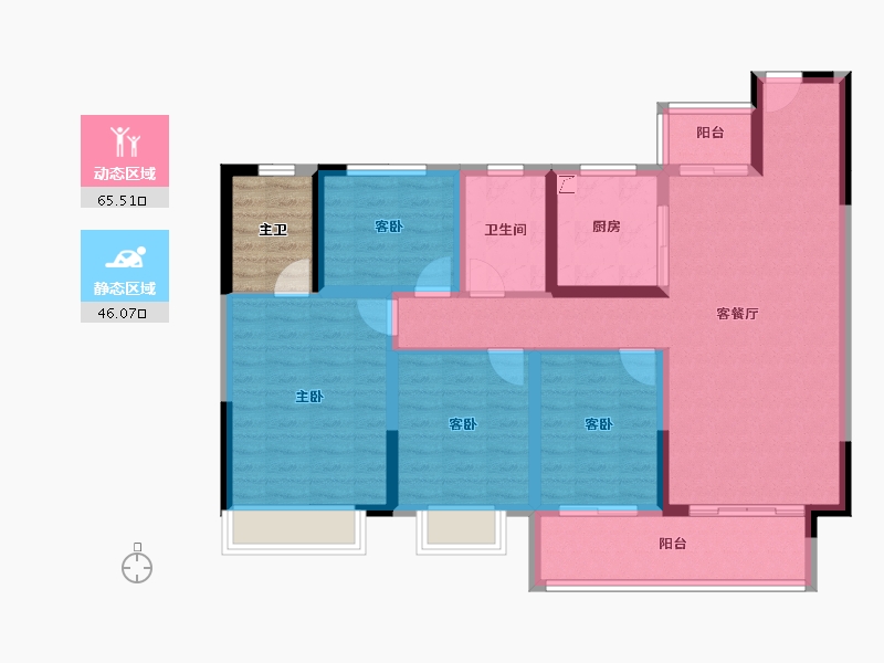 广东省-佛山市-中海云麓公馆-104.01-户型库-动静分区