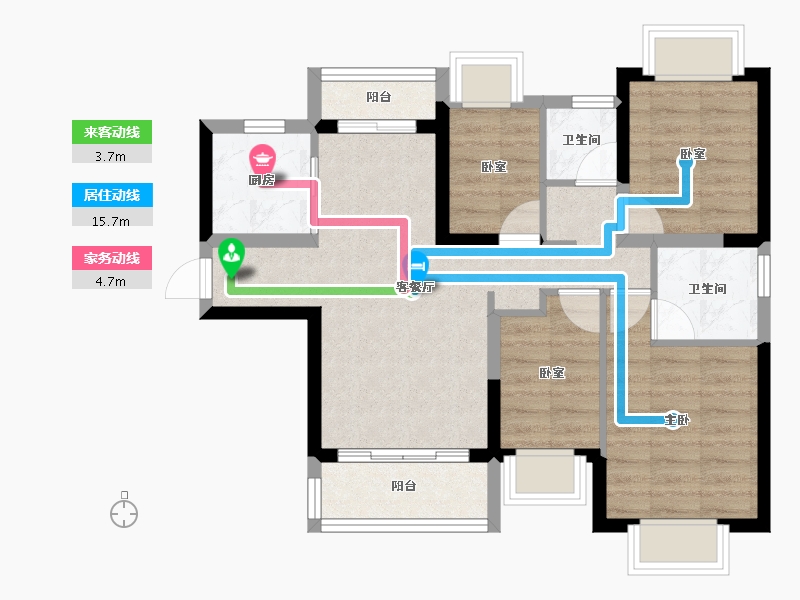 广东省-佛山市-恒大郦湖城-69.17-户型库-动静线