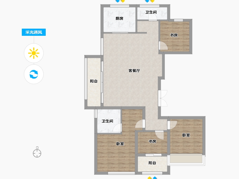 浙江省-杭州市-枫柏兰庭-103.01-户型库-采光通风