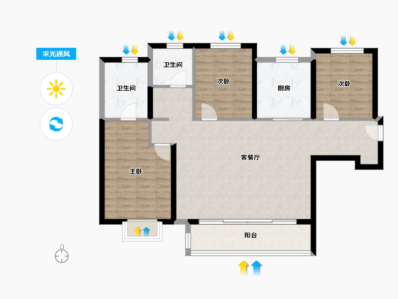 甘肃省-兰州市-新区万科城-102.40-户型库-采光通风