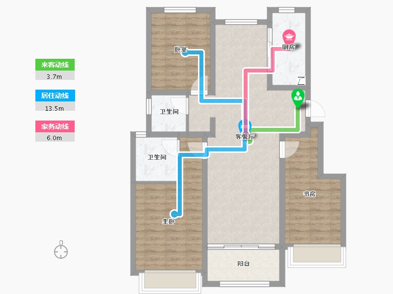 天津-天津市-泽信·渤龙云筑-88.96-户型库-动静线