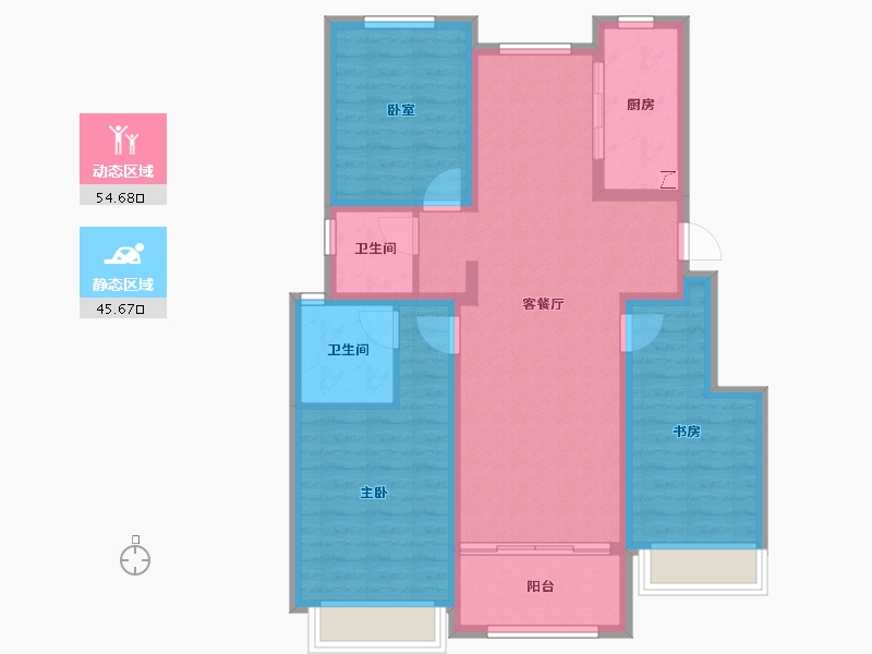 天津-天津市-泽信·渤龙云筑-88.96-户型库-动静分区