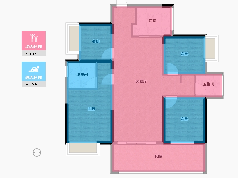 广西壮族自治区-南宁市-彰泰红-91.37-户型库-动静分区