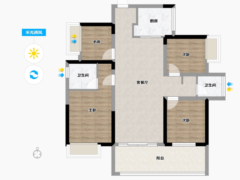 广西壮族自治区-南宁市-彰泰红-91.37-户型库-采光通风