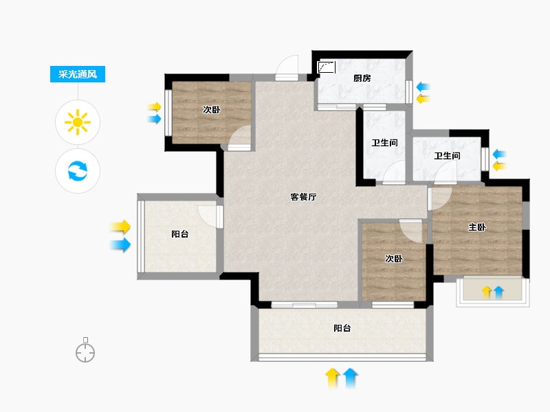 广西壮族自治区-南宁市-广源凤岭1号-82.18-户型库-采光通风