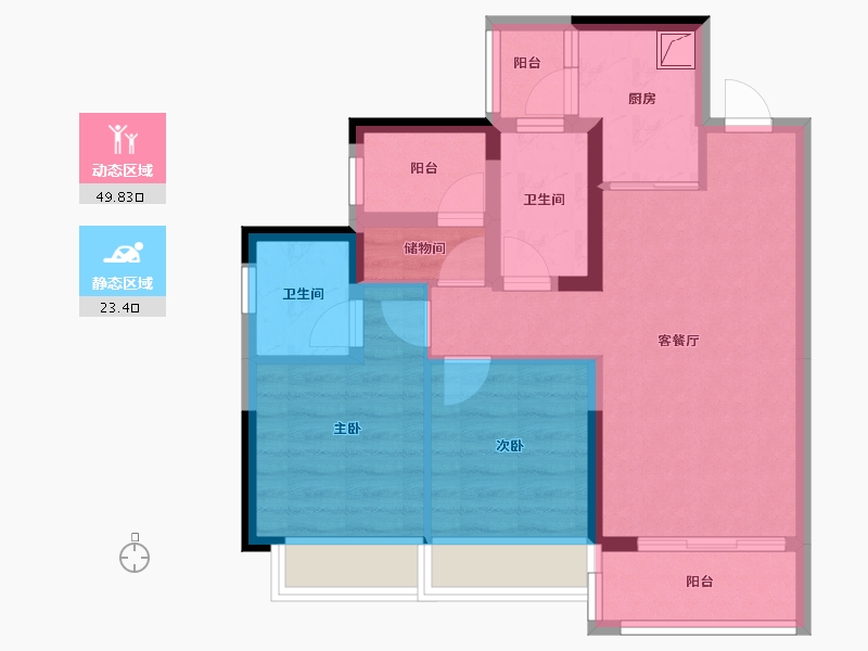 广东省-佛山市-禹洲朗悦-63.78-户型库-动静分区