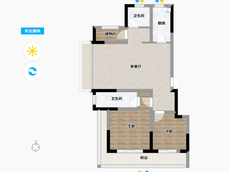 浙江省-杭州市-如沐清晖城-73.10-户型库-采光通风