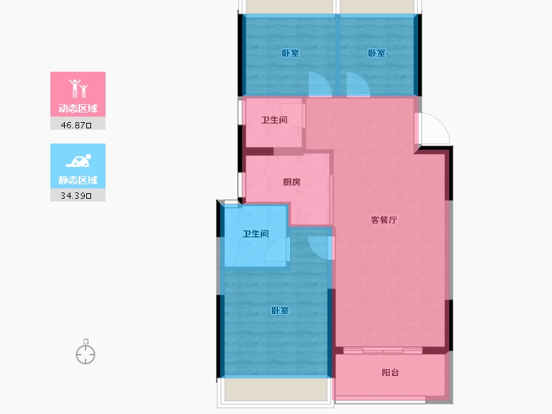 浙江省-杭州市-绿城桂冠东方-73.38-户型库-动静分区