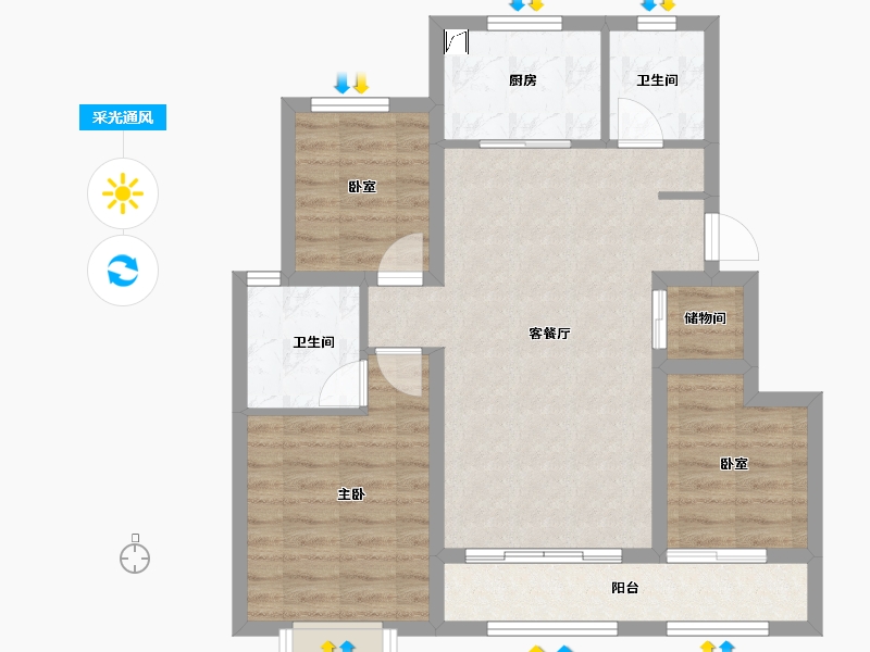 天津-天津市-博屿海-75.92-户型库-采光通风