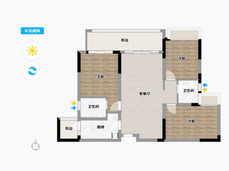 四川省-成都市-美泉悦府-90.00-户型库-采光通风