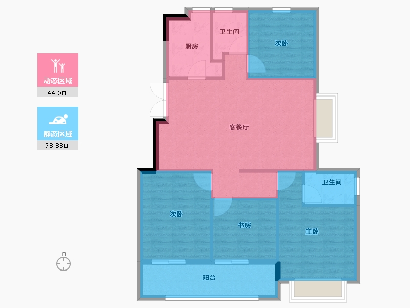 浙江省-宁波市-紫贵苑-93.59-户型库-动静分区