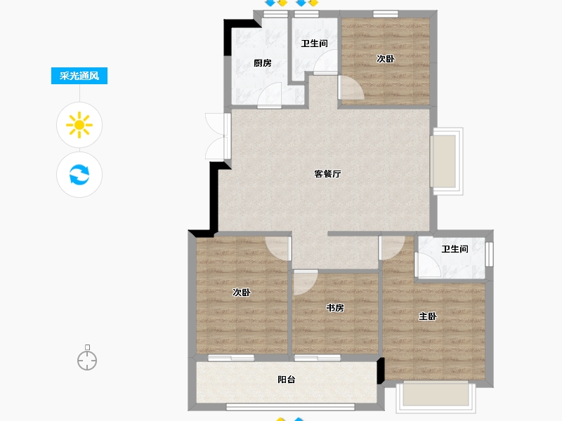 浙江省-宁波市-紫贵苑-93.59-户型库-采光通风