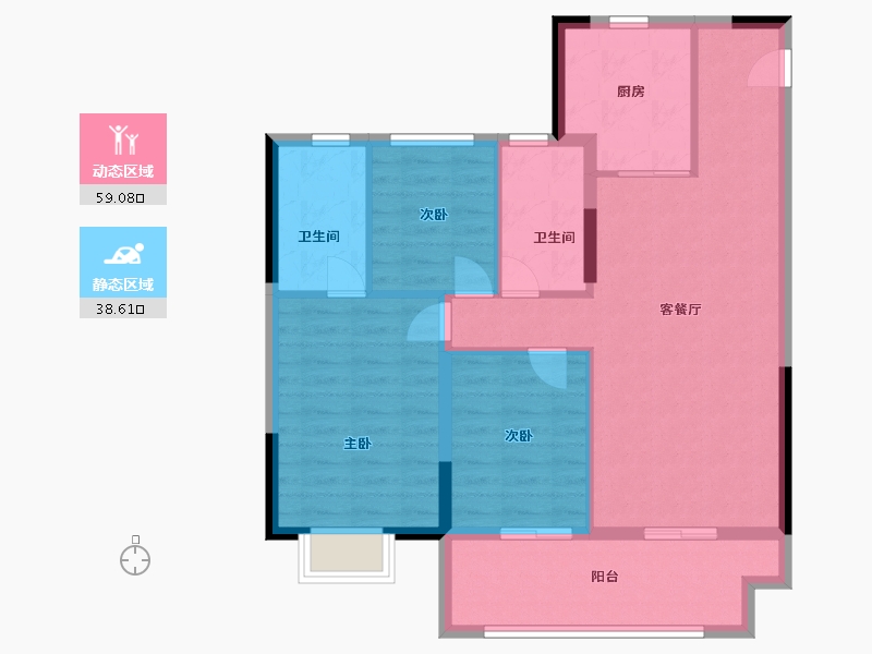 浙江省-宁波市-海伦堡·沁栖雅苑-88.00-户型库-动静分区