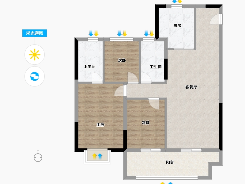 浙江省-宁波市-海伦堡·沁栖雅苑-88.00-户型库-采光通风