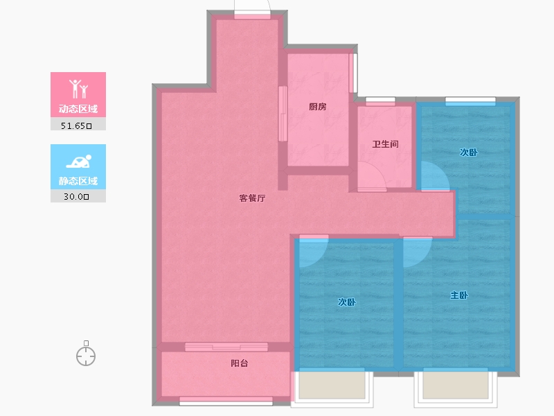 甘肃省-兰州市-兰州融创城-72.13-户型库-动静分区