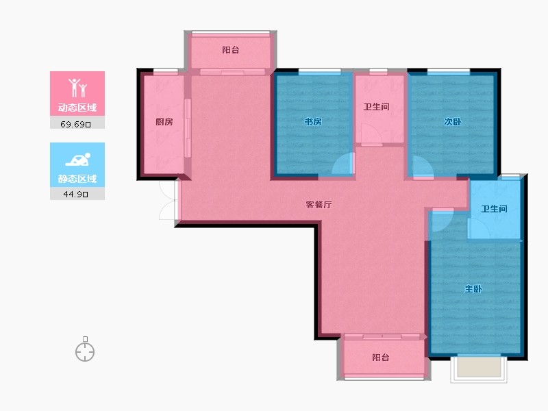 甘肃省-兰州市-润泽佳苑-102.37-户型库-动静分区