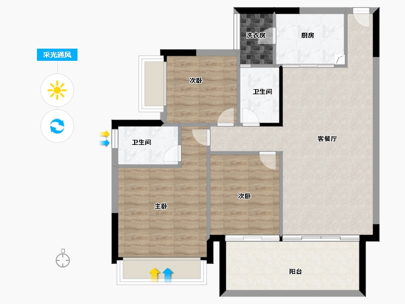 广西壮族自治区-南宁市-山湖海上城-83.55-户型库-采光通风