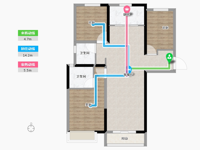 甘肃省-兰州市-万科时代之光-89.60-户型库-动静线