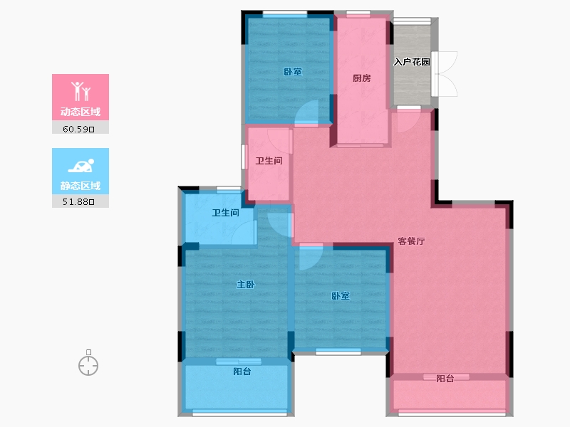 浙江省-宁波市-恒大山水城-104.00-户型库-动静分区