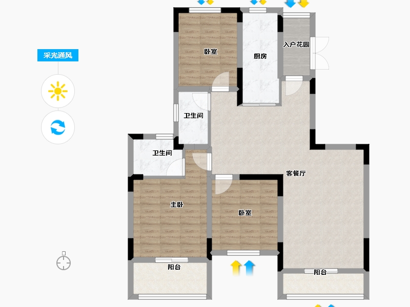 浙江省-宁波市-恒大山水城-104.00-户型库-采光通风