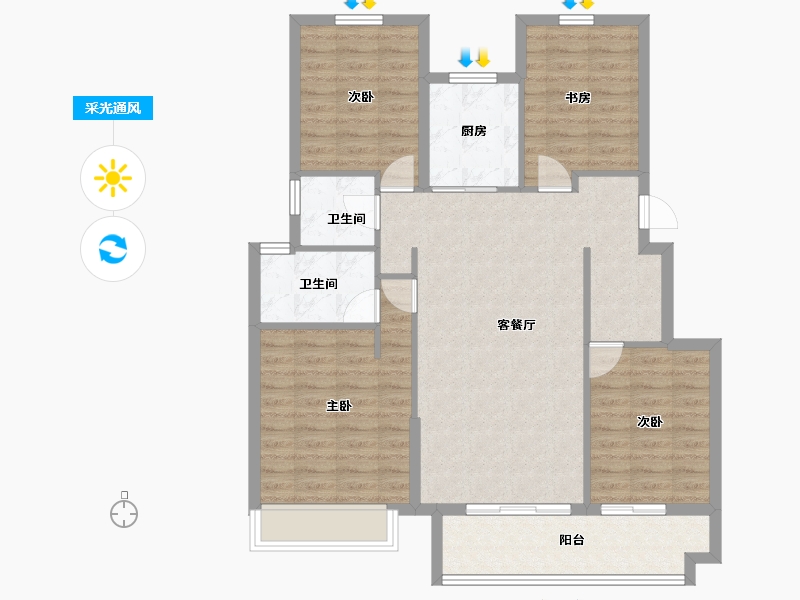 浙江省-宁波市-景瑞·誉璟潮鸣-100.00-户型库-采光通风