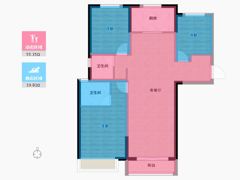 甘肃省-兰州市-万科时代之光-84.86-户型库-动静分区