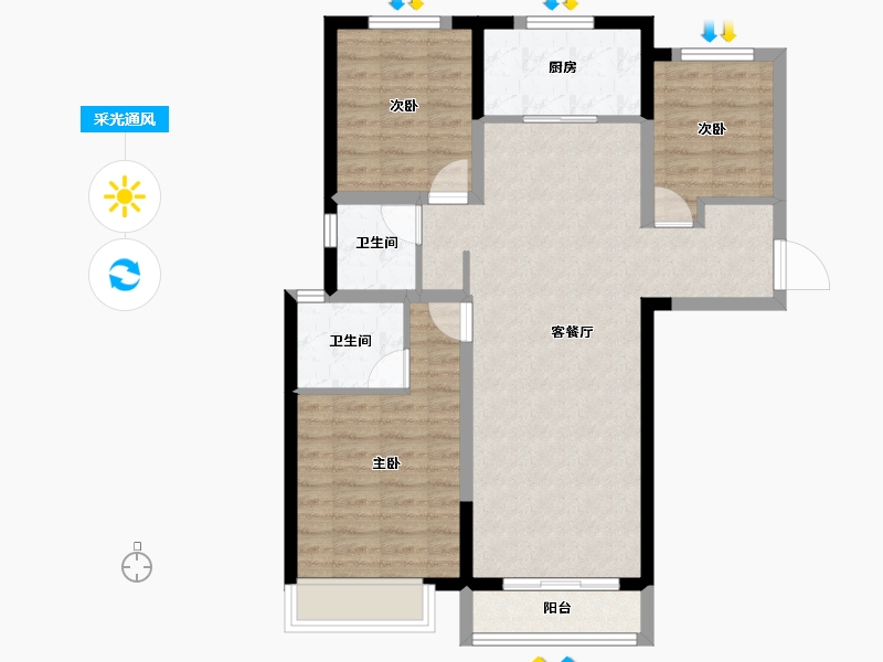 甘肃省-兰州市-万科时代之光-84.86-户型库-采光通风