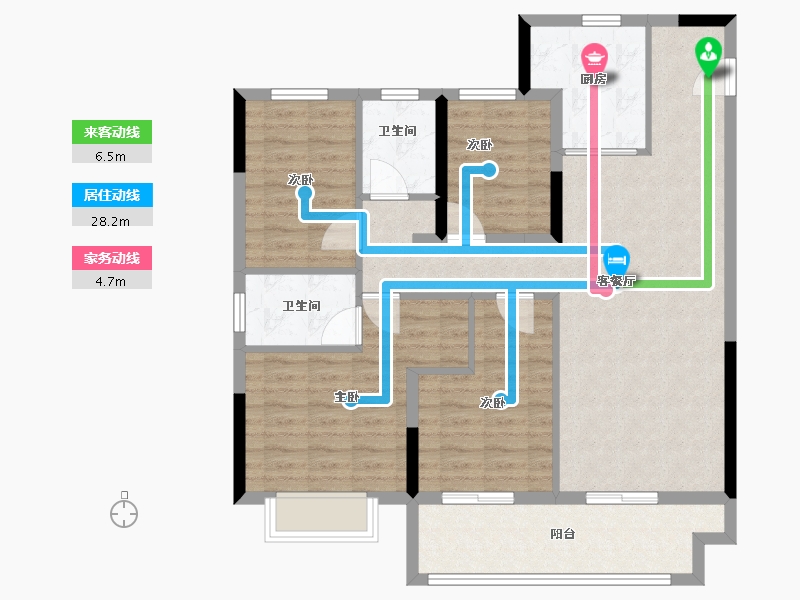 浙江省-宁波市-海伦堡·沁栖雅苑-100.80-户型库-动静线