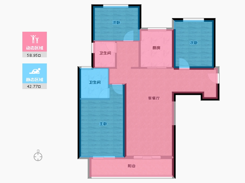 甘肃省-兰州市-新区万科城-91.20-户型库-动静分区